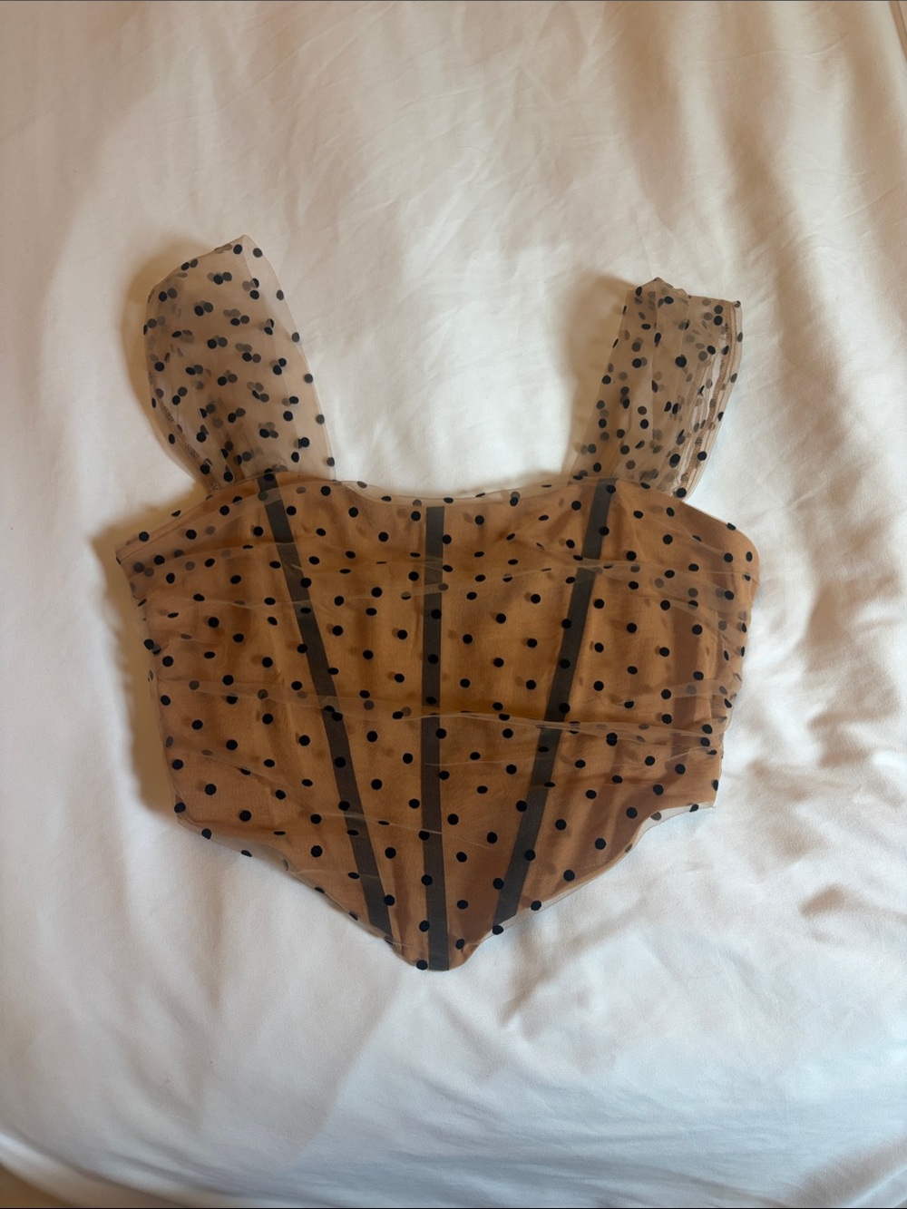 Forever 21  Tan Mesh Polka Dot Corset Camisole